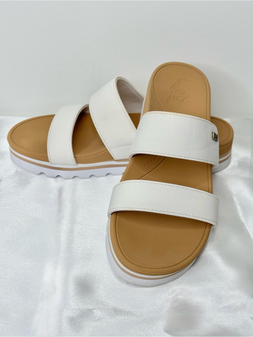 Reef Banded Horizon Hi Platform Sandals White Women’s Size 10 Comfort Slides - Picture 3 of 14